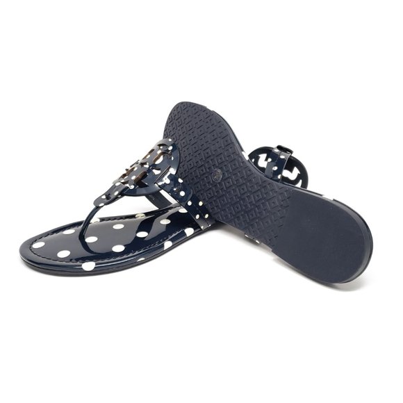Tory Burch Miller Sandals in Classic Navy Dot - Picture 8 of 9